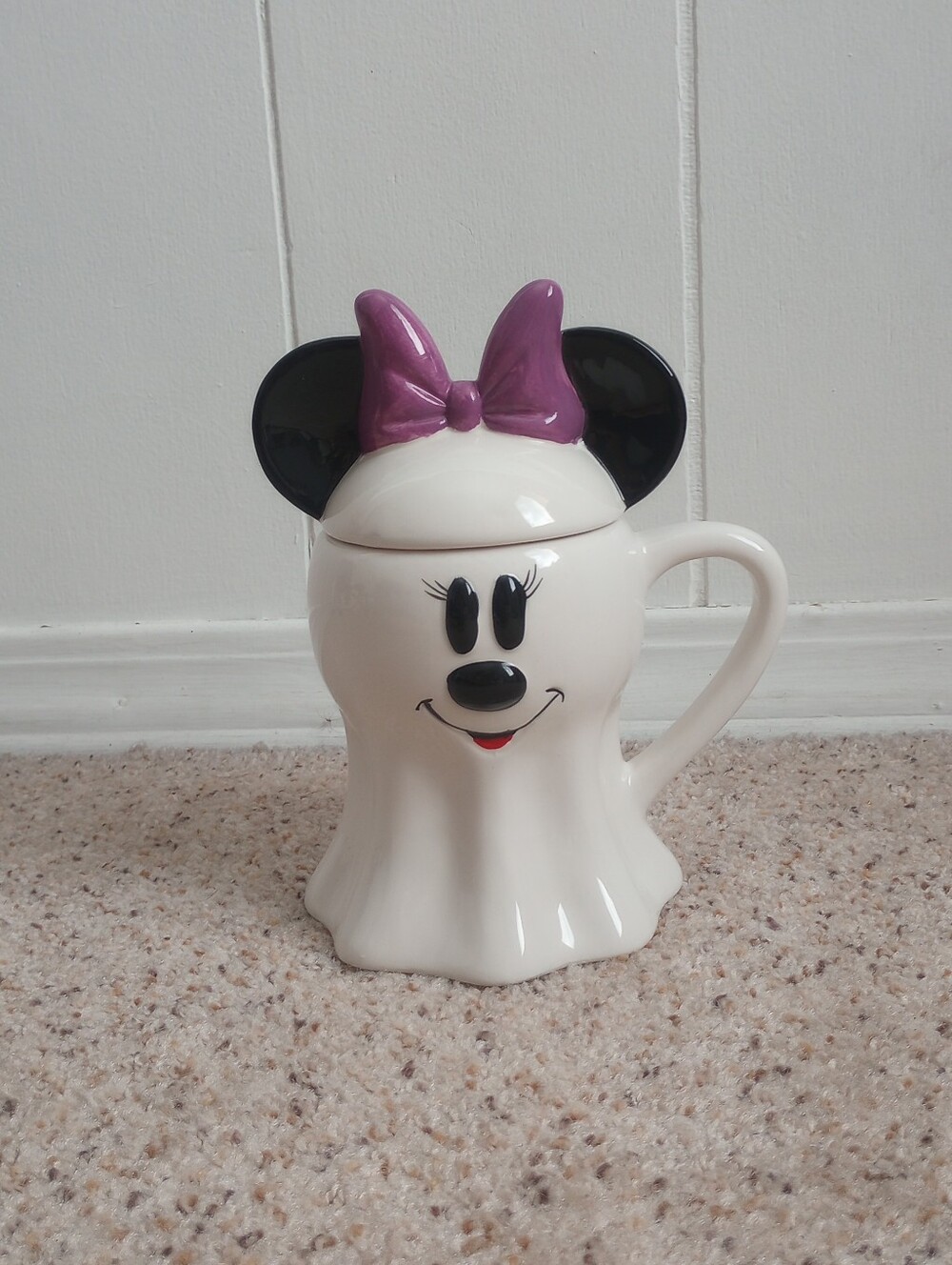 Disney Minnie Mouse Ghost Jar Mug With Topper/Lid Zrike Brands